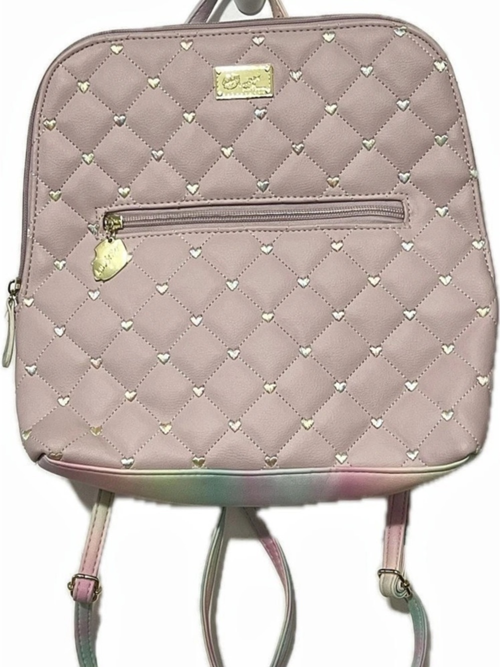 Betsey Johnson Quilted Pink Backpack Like New